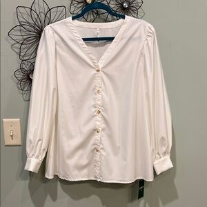 HALARA Classic White Button-Up Blouse Brand New-Never Worn